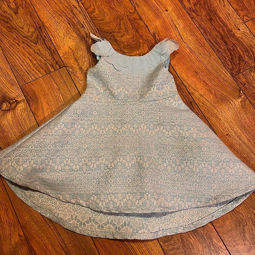 Toddler Girls 2T Light Blue and Silver Dress
